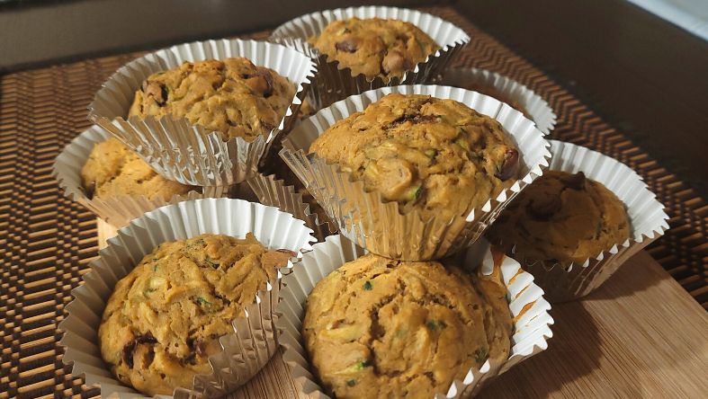Healthy Zucchini Muffins with Chocolate Chips